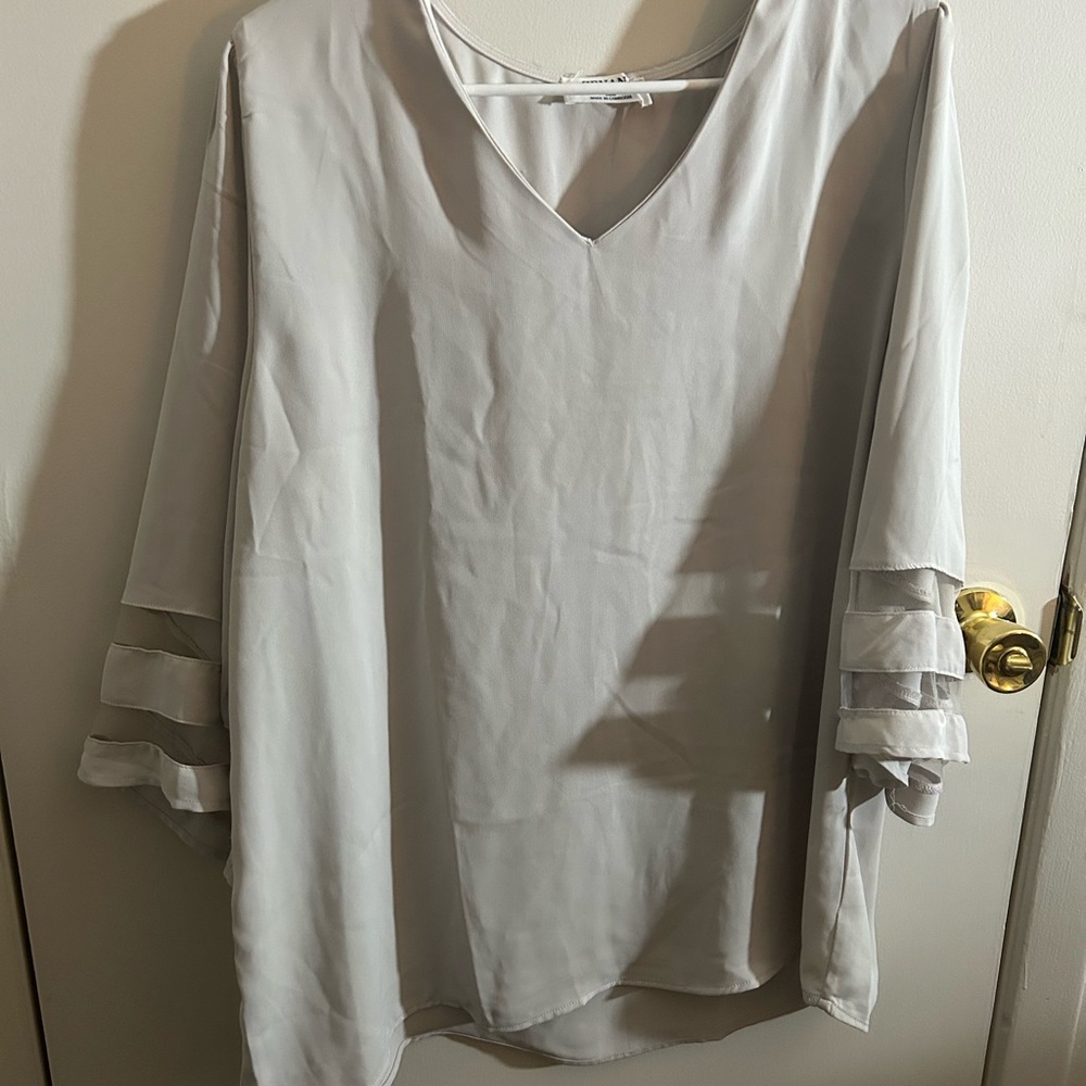 Gray 3/4 Sleeve Elegant Zenana Blouse XL